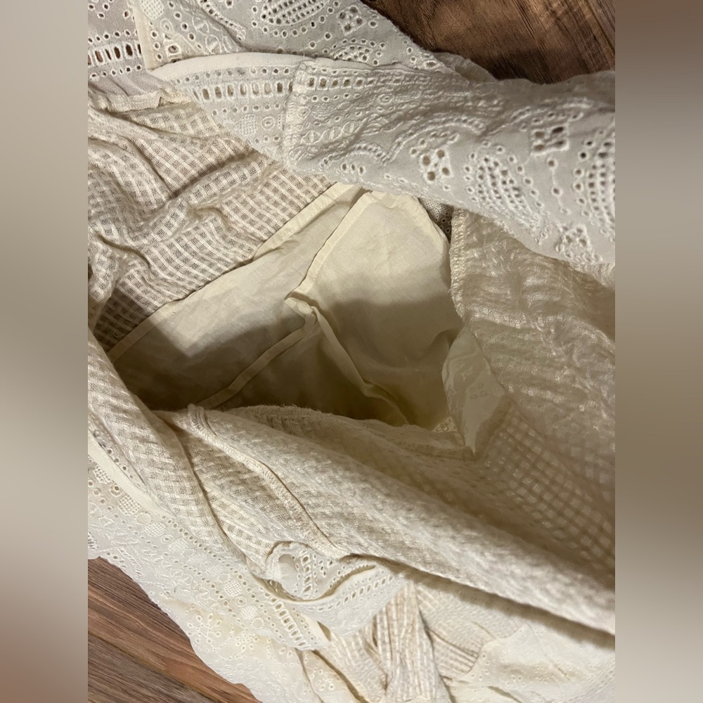 Free People Gemma Eyelet Lace Midi Dress XS Cream Cottage Core Prairie Romantic - Picture 16 of 16